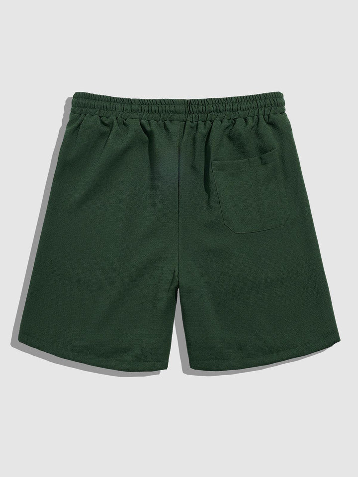 Men's textured Cuban collar shirt casual shorts set