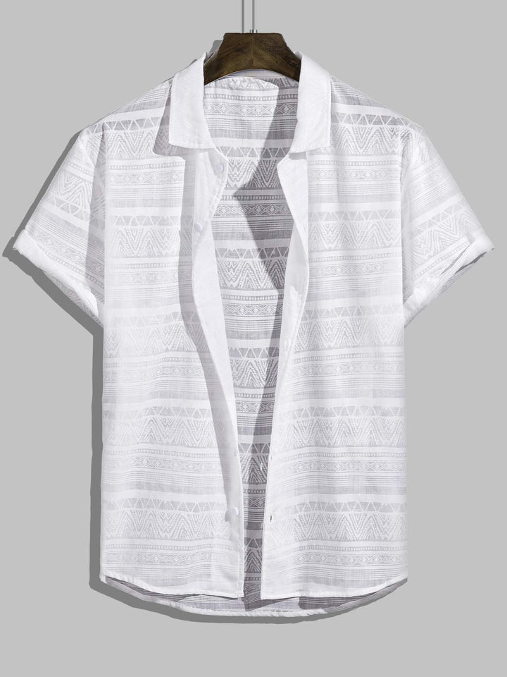 Men's Vintage Sheer Sexy Casual Short Sleeve Shirt