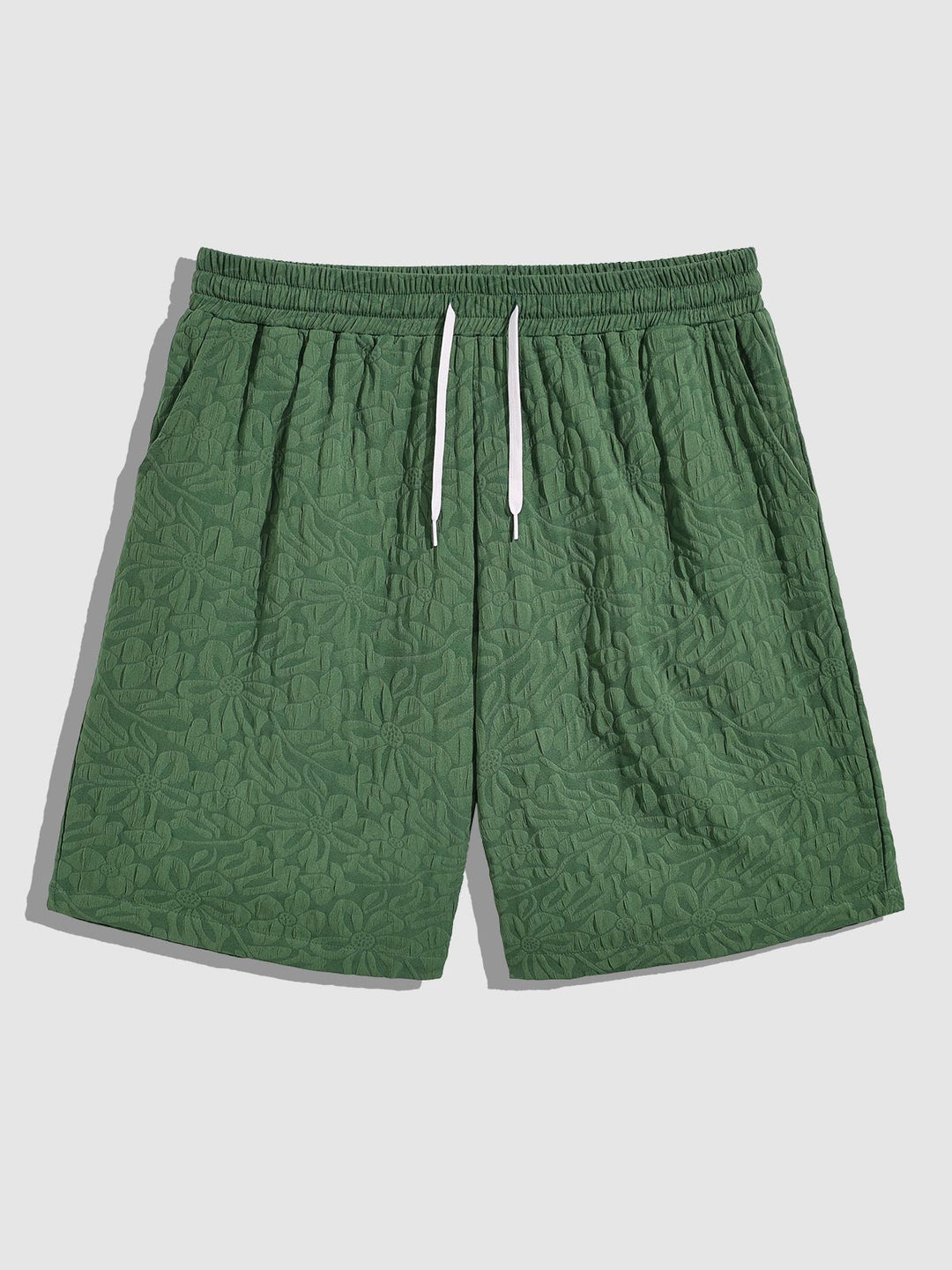 Men's floral texture solid color casual shorts