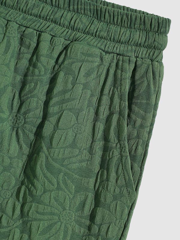 Men's floral texture solid color casual shorts