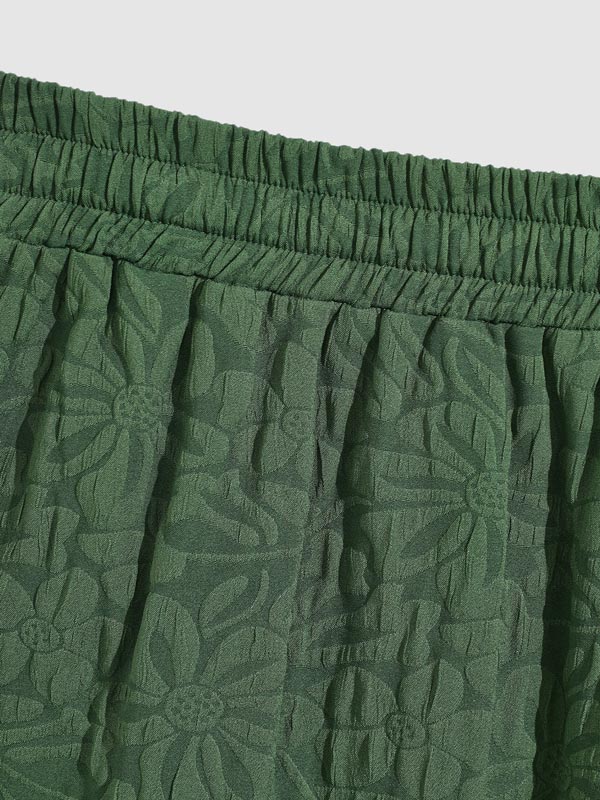 Men's floral texture solid color casual shorts