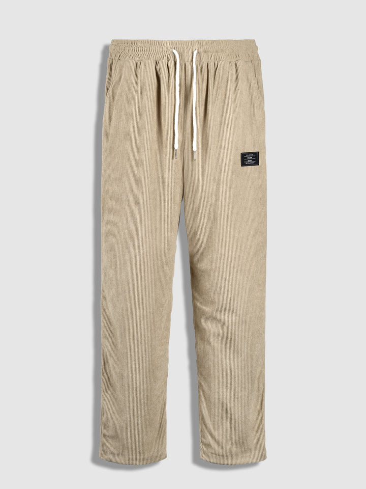 Men's Corduroy Solid Color Elastic Waist Drawstring Casual Pants