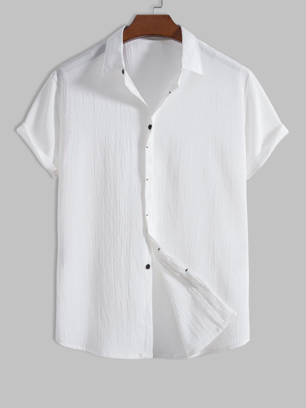 Men's Cotton Linen Lapel Short Sleeve Shirt