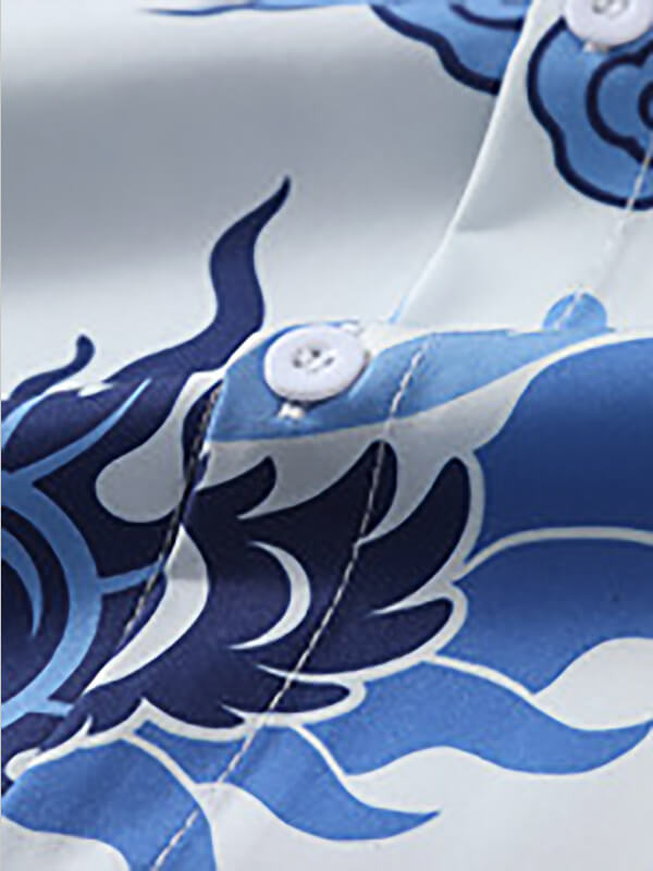 Men's Hawaiian Perlis Print Lapel Short Sleeve Shirt