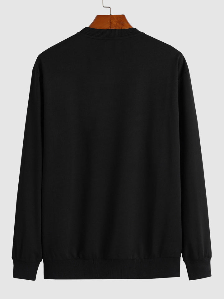 Men's Patched Bear Print Casual Crew Neck Sweatshirt