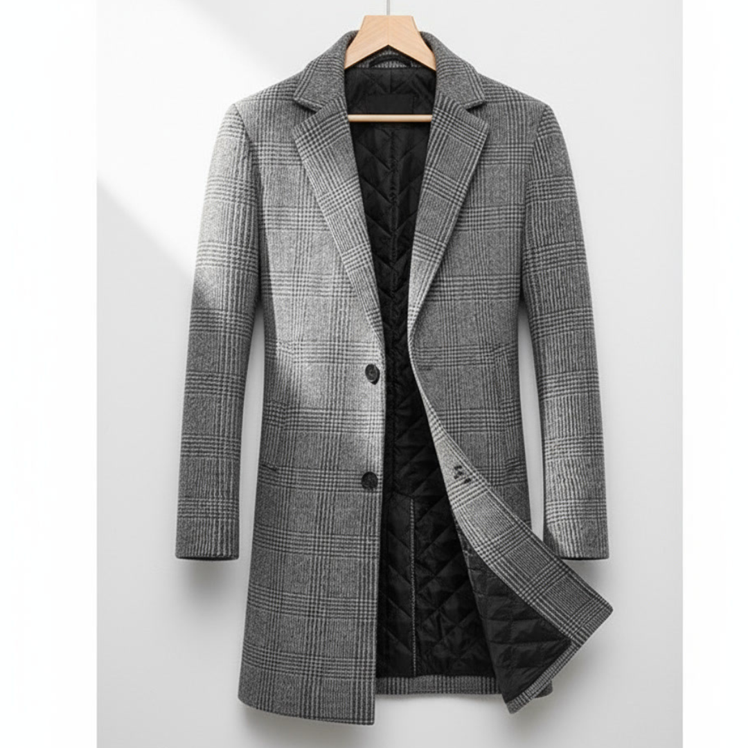 LORENZO VITTORIO CHECKED WOOL OVERCOAT