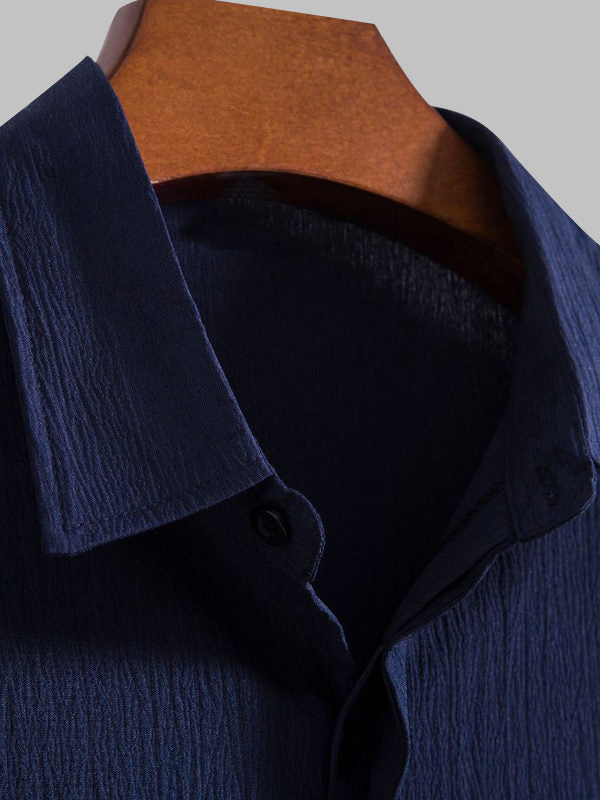 Men's Cotton Linen Lapel Short Sleeve Shirt