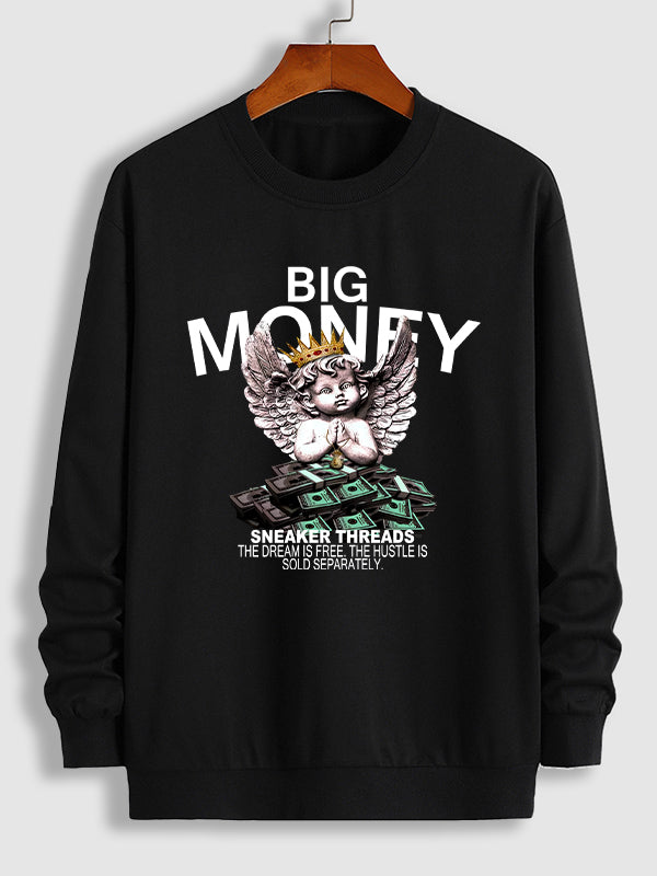 Men's "Angel" Printed Casual Crew Neck Sweatshirt