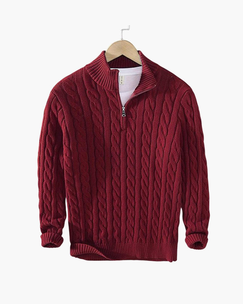 RICHARD ZIPPED CABLE SWEATER