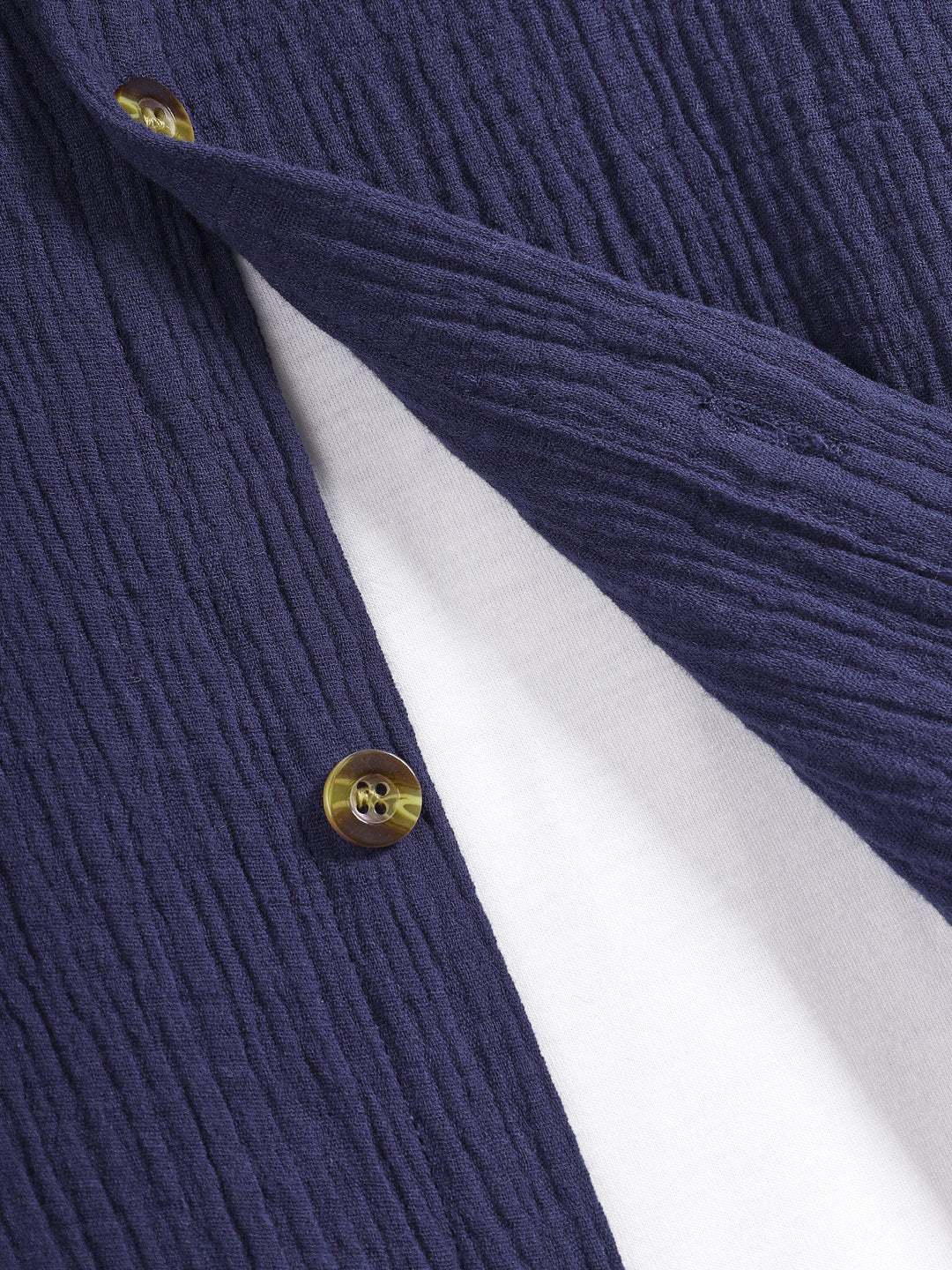Men's pleated textured solid color short sleeve set