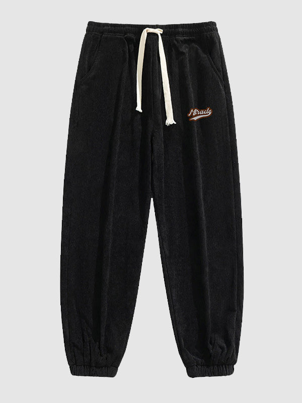 Men's classic checkerboard Fly Fluffy Fleece Jacket basic T-shirt corduroy pants casual suit