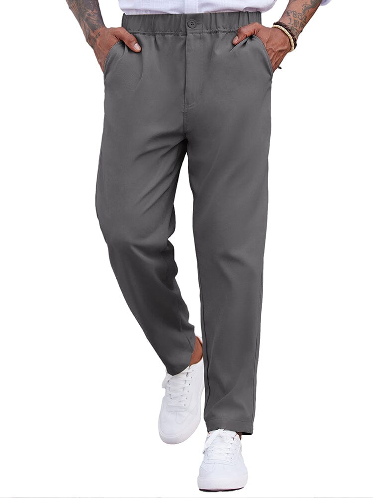 Simple Elastic Waist Slack Pants (US Only)