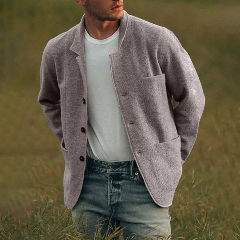 Men Woolen Coat Stand Collar