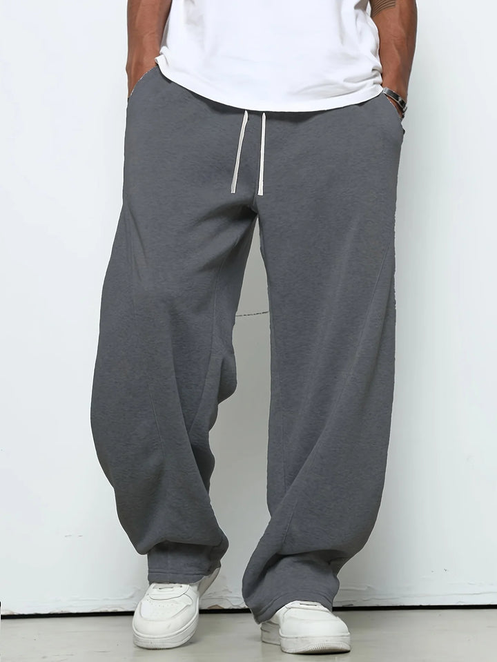 pants elastic drawstring waist loose straight casual
