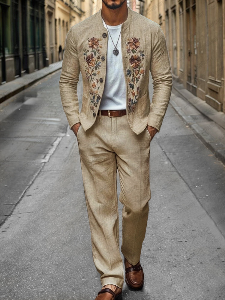 Elegant Linen Blend Straight Leg Pants