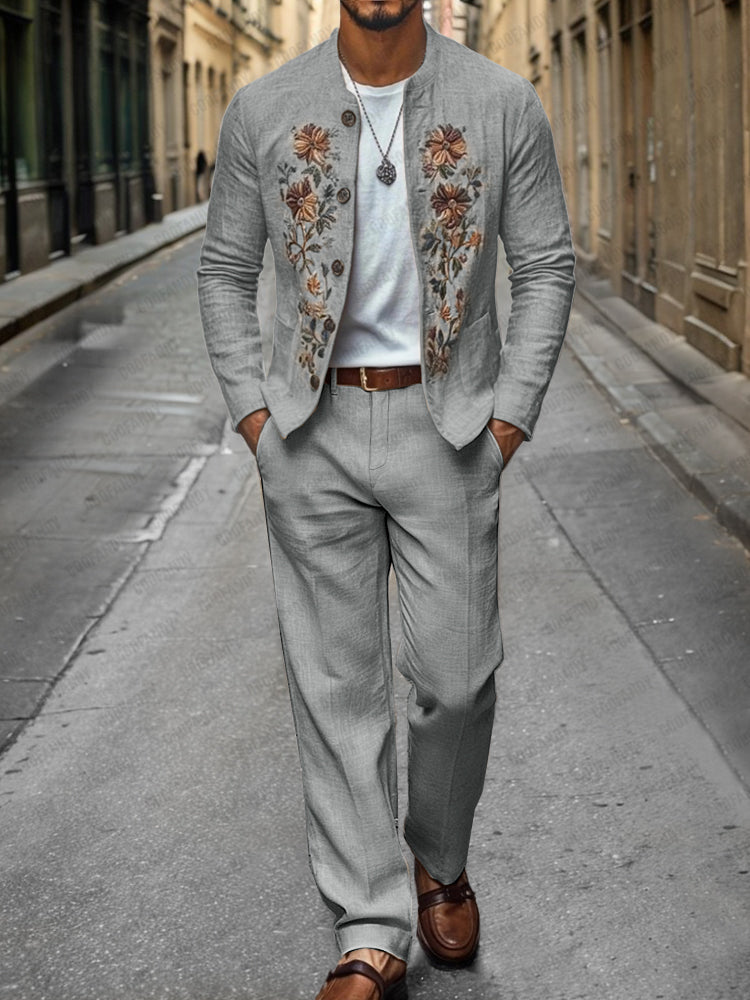Elegant Linen Blend Straight Leg Pants