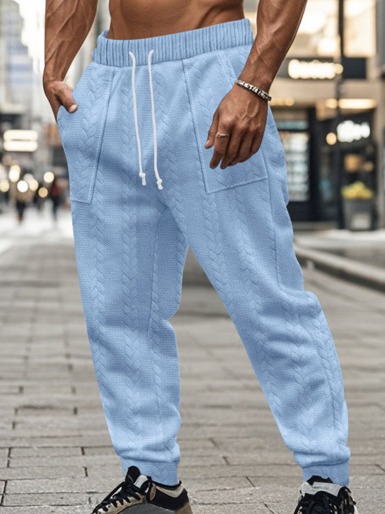Casual Loose Fit Jacquard Jogging Pants