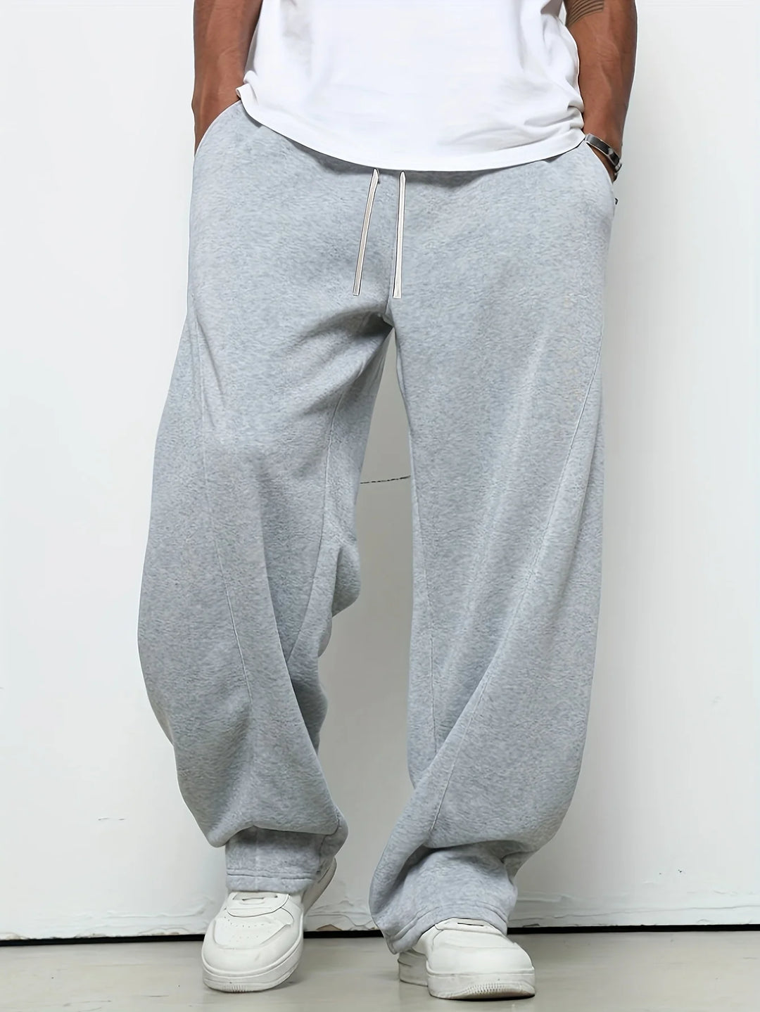 pants elastic drawstring waist loose straight casual