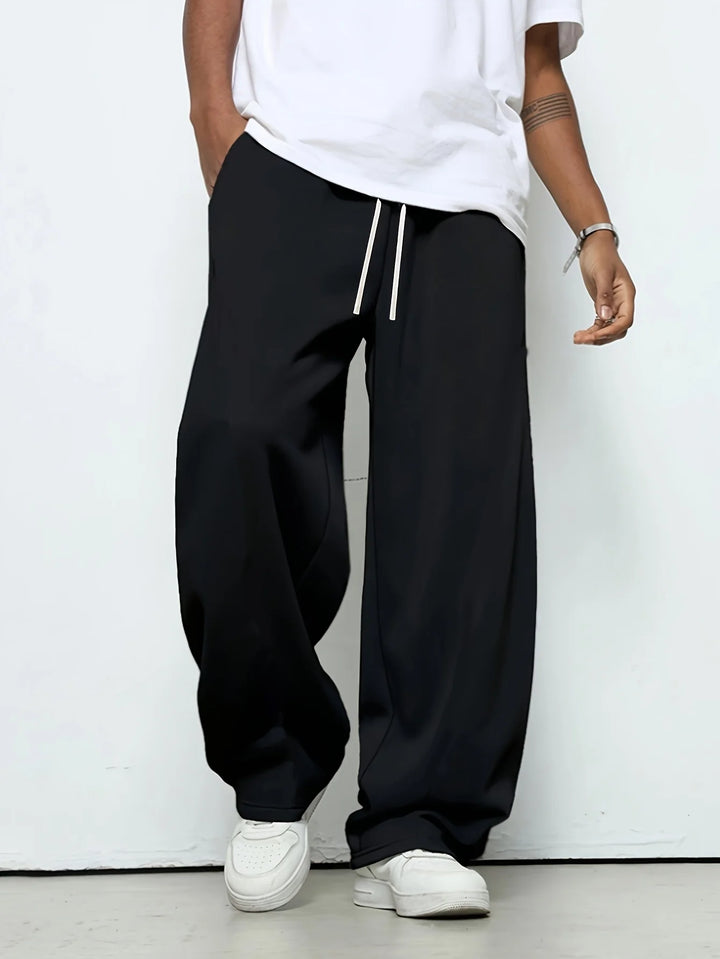 pants elastic drawstring waist loose straight casual